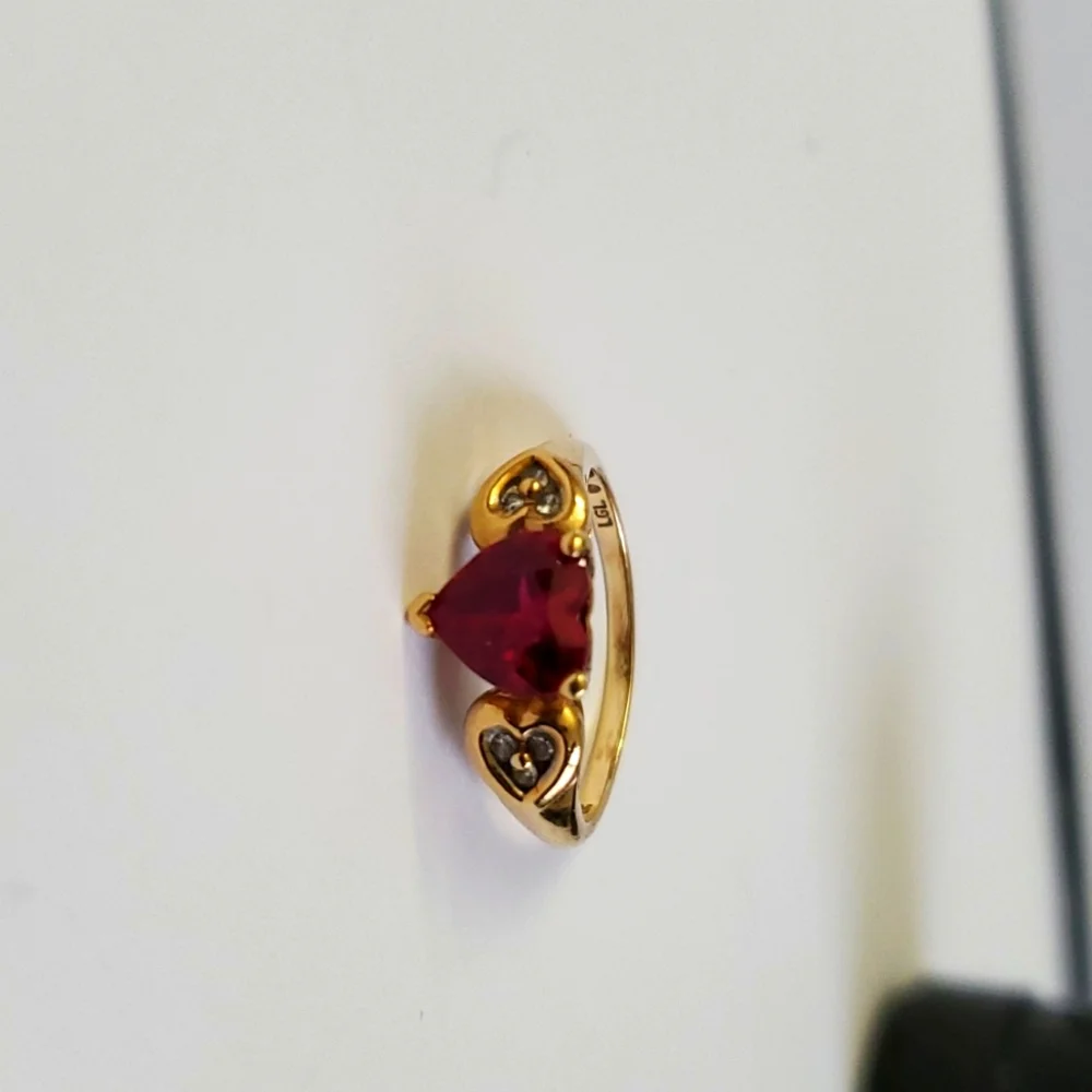 10K Gold Heart Ruby & Diamond Ring